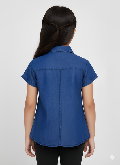 Half-Sleeve Denim Top