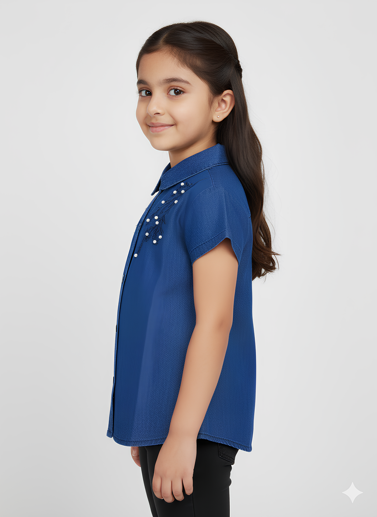 Half-Sleeve Denim Top