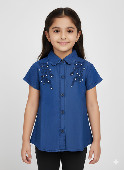 Half-Sleeve Denim Top